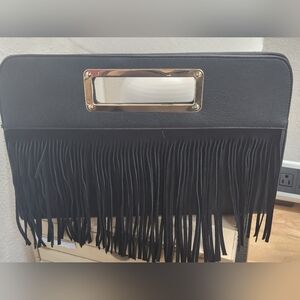 Black Fringe Clutch Bag
